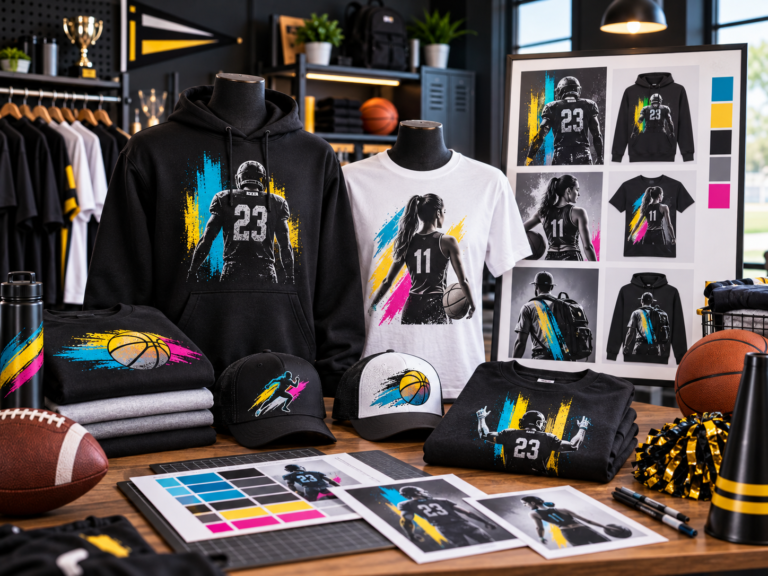 Personalized sports hoodies and player apparel examples